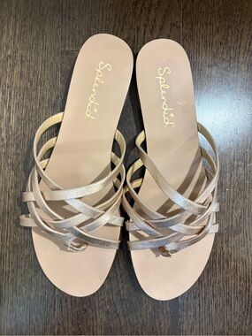 Splendid Women’s Metallic Rose Gold Multi-Strap Slide Sandals US 8.5